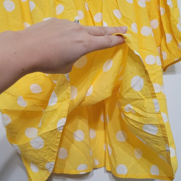 Crown & Ivy NEW Yellow White Polka Dot Dress A-Line Lightweight Midi Small NWT - Picture 9 of 13